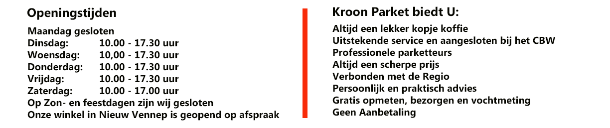 Openingstijden kroon parket
